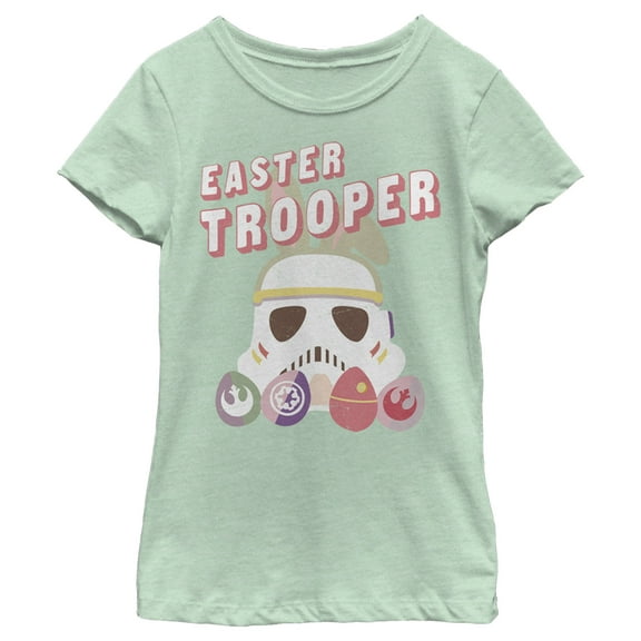 Girl's Star Wars Easter Stormtrooper With Logo Eggs Graphic Tee Mint X Small
