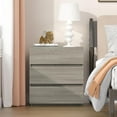 thumbnail image 3 of 3 Drawer Dresser, Wood Nightstand for Bedroom, Modern Closet Drawers Stackable Storage Cabinet for Entryway, Small Dresser Drawer Chest for Hallway, Office, 23.6''W, Grey Oak, 3 of 5