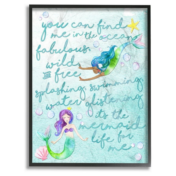 The Stupell Home Decor Collection Mermaid Life For Me Framed Giclee Texturized Art