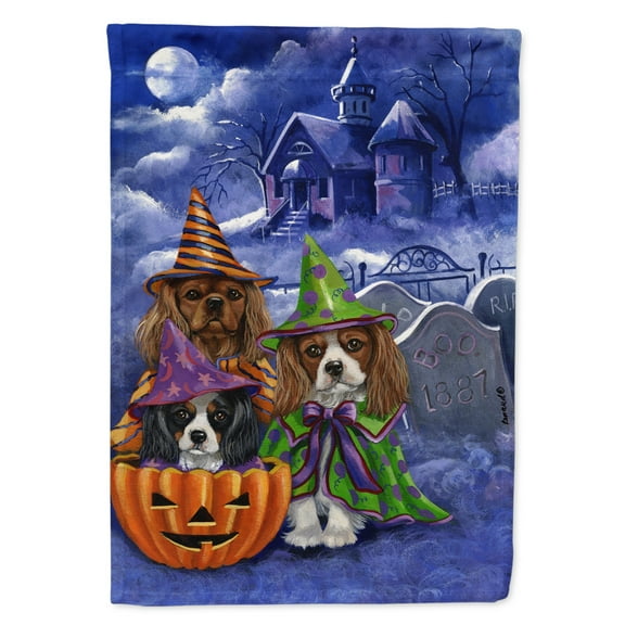 Carolines Treasures PPP3064CHF Cavalier Spaniel Halloween House Flag Canvas House Size  Large multicolor
