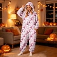thumbnail image 5 of Weebloom Soft Halloween Pajama Set for Women Onesie Flannel Graphic Jumpsuit Fall Winter Soft Pjs Loungewear,Size S-Xl, 5 of 8
