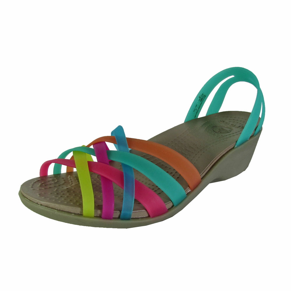 Crocs Womens Huarache Mini Wedge Sandal Shoes, Multi/Mushroom, US 9 ...