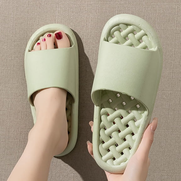 XUNKUSGA Shower Shoes Lightweight Non Slip House Shoes With Drain Hole Comfortable Thickened Sole Shower Slippers Soft Women Bathroom Slippers For Living Room College Dorm Beach 5.5-10.5 Green