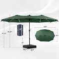 thumbnail image 2 of Autlaycil 15 ft Rectangle Patio Umbrella with Umbrella Base 48 LED lights for Market Patio Solar Umbrella (Green), 2 of 7