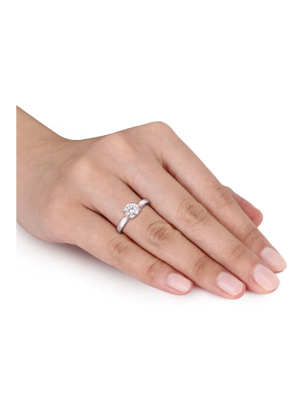 1.00 Carat (Ctw) Lab Created Solitaire Moissanite Engagement Ring in Sterling Silver for Women