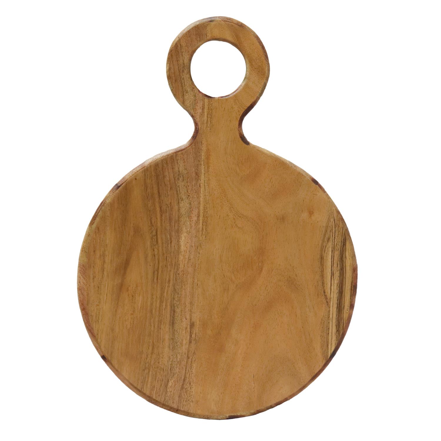 India Handicrafts Round Wooden Chopping Board With Brown Finish 71326