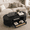 Black, variant on Spruce & Spring 47.2" Mid-Century Modern Rattan Coffee Table with Sliding Doors and Open Storage, Oval Center Table with Rattan Drawer, Solid Wood Legs for Living Room, Oak