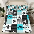 thumbnail image 2 of Manfei Modern Motorcycle Print Full Size Sheets, Checkered Flag Bed Sheets, Dirt Bike Lover Sheet Sets, Lightweight Room Decor, 4-Piece, 2 of 7