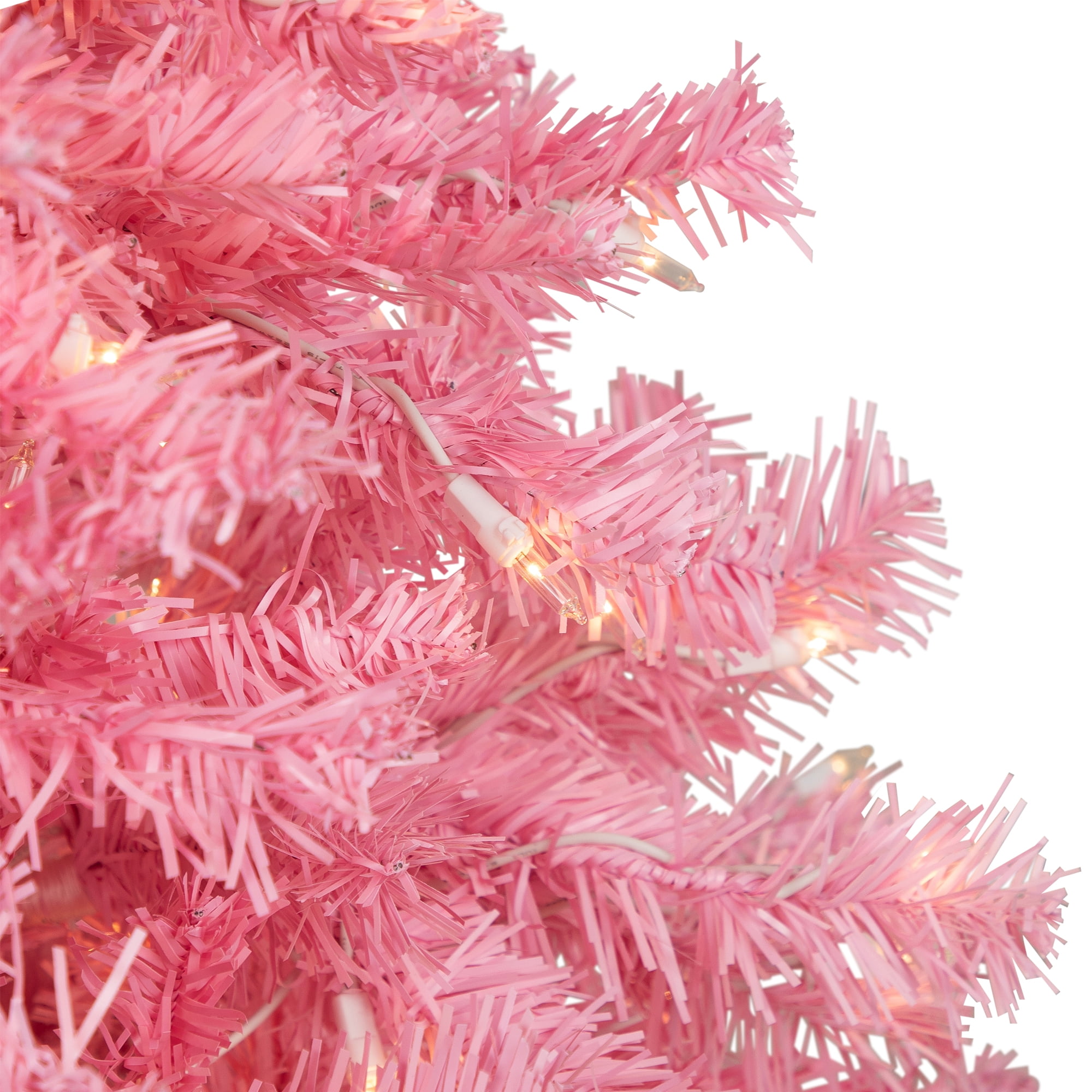 Pre-Lit Medium Pink Pine Artificial Christmas Tree - 4.5' - Clear Lights