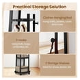 thumbnail image 6 of Full Length Mirror with Coat Rack, 55" Standing Floor Mirror with Lockable Wheels, Hanging Rods, & Storage Shelves, for Bedroom, Closet, Living Room, Entryway (Black & Dark Walnut), 6 of 9