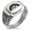 Silver, variant on Stainless Steel Ikoma Samurai Crest CZ Ribbed Needle Stripe Pattern Biker Style Polished Ring
