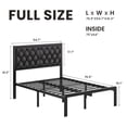 thumbnail image 2 of Lifezone Upholstered Bed Frame with Headboard, Full, Metal Support, No Box Spring Needed, Black, 2 of 8