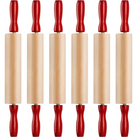 7.5 Inch Mini Rolling Pin for Kids - (Pack of 6) Play Dough Accessories Small Rolling Pin Set for Dough - Wood Kids Rolling Pins with Handles for Foods, Accessories