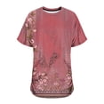 thumbnail image 3 of Tops Cortos para Mujeres, Cintura Plisada Cuello Redondo Tamaño Grande Camiseta de Manga Corta Top Casual Hecha de Estante de Imitación, Camisetas Casuales de Mujer, 3 of 6