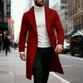 thumbnail image 2 of CharmCyan Mens Trench Coat Notch Lapel Double Breasted Peacoat Wool Blend Casual Long Overcoat Wine 2XL, 2 of 2