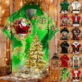thumbnail image 4 of Mens Christmas Shirts Santa Claus Pattern Button Down Fashion Short Sleeve Lapel Mens Casual Shirts,Gold,2XL, 4 of 4