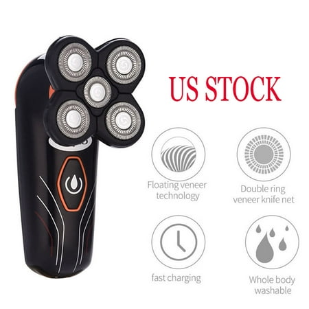 5 Blades USB Rechargeable Automatic Floating Men Electric Shaver Beard Hair Trimmer Bald