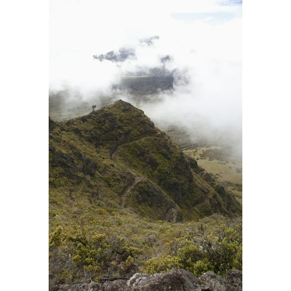 Hawaii, Maui, Haleakala Switchbacks through clouds Poster Print (24 x 38)
