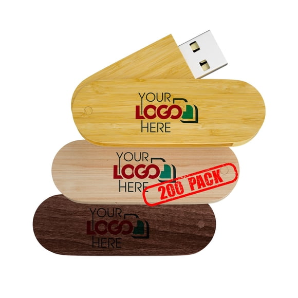 Memoria USB de madera giratoria Possibox 512 MB, paquete de 200