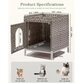 thumbnail image 2 of Cat Litter Box Enclosure Hidden Litter Box Furniture with Metal Heightened Feet, Rattan Handwoven Cat House with Litter Mat, Hidden Litter Box Furniture for Bedroom Living Room Gray, 2 of 16