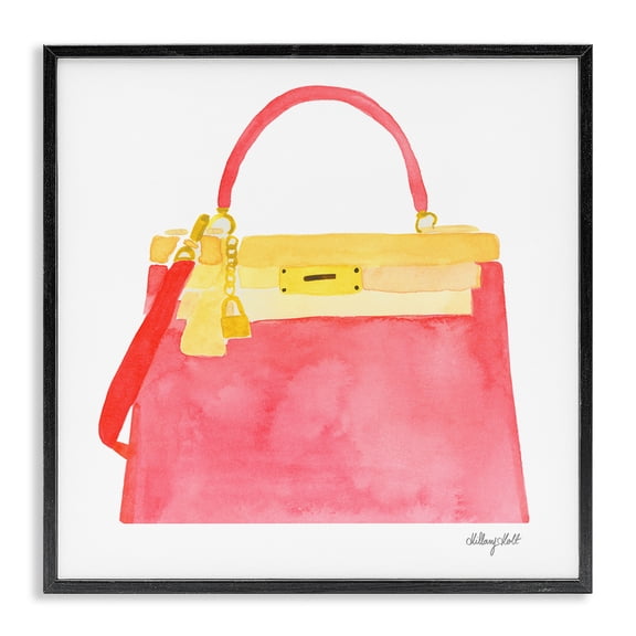 Stupell Industries Elegant Coral Handbag Black Framed Giclee Art, design by Hillary Holt