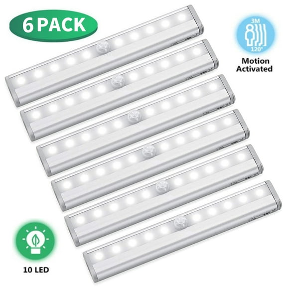 LED Motion Sensor Light Indoor [6-Pack] – Battery LED Lights Magnetic Light – Motion Sensor Closet Lights, LED Garage Light, Night Light, Wall Light – 10 Bulbs Per LED Strip Light QualityWatt