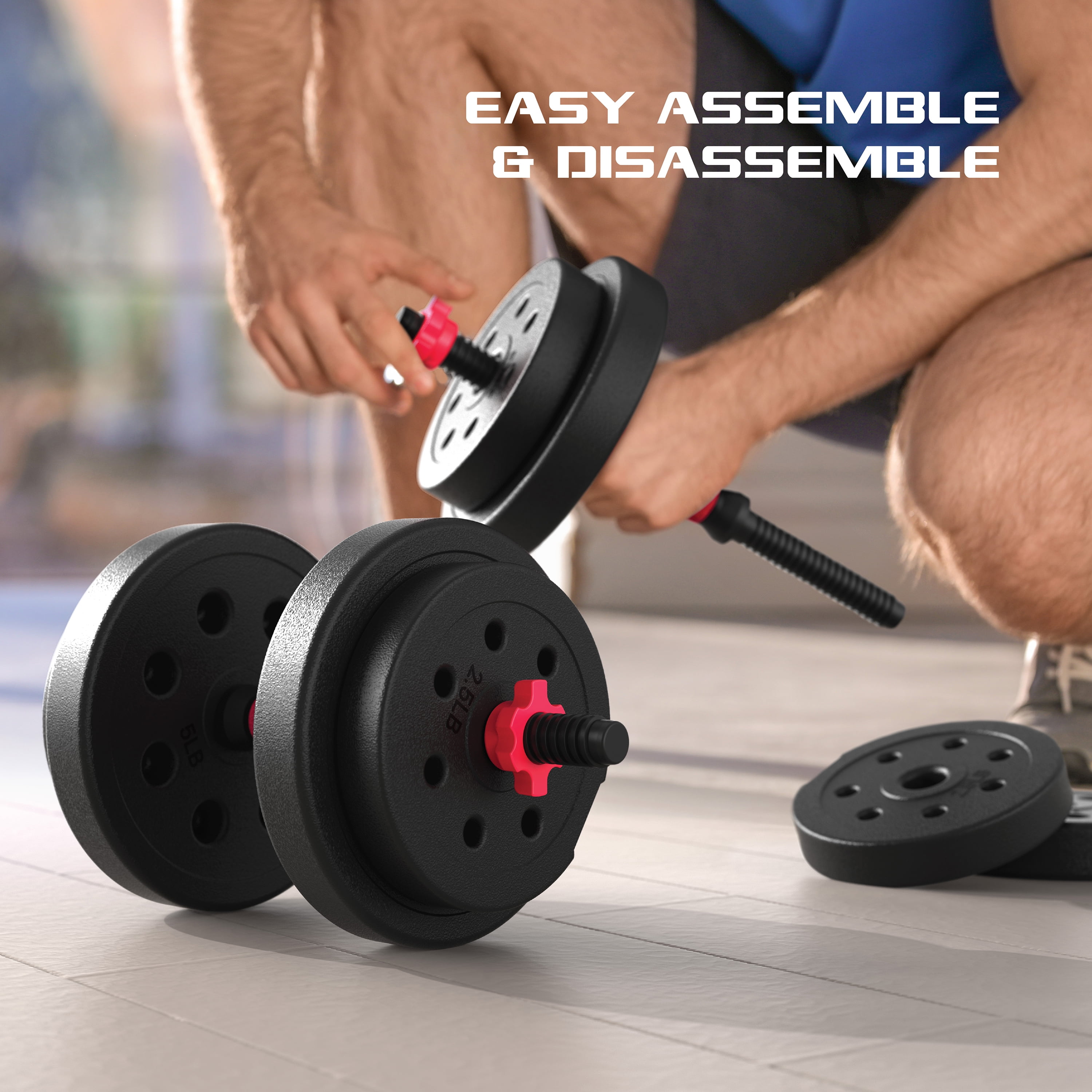 FitRx SmartBell Gym, 100lbs. Adjustable Dumbbells, Kettlebells and Barbell Weight Set, Metal Barbell