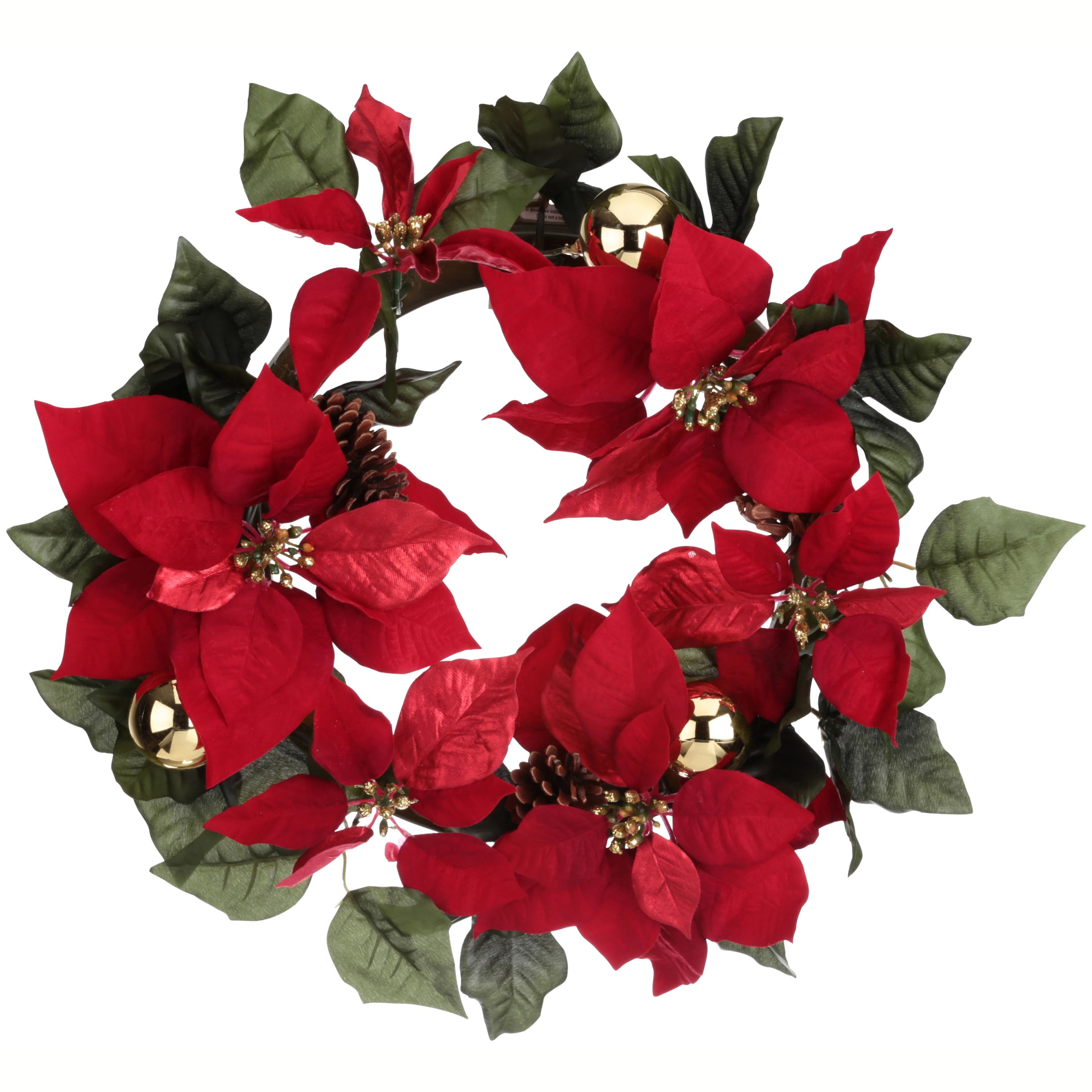 Red Poinsettia Christmas Wreath - Walmart.com