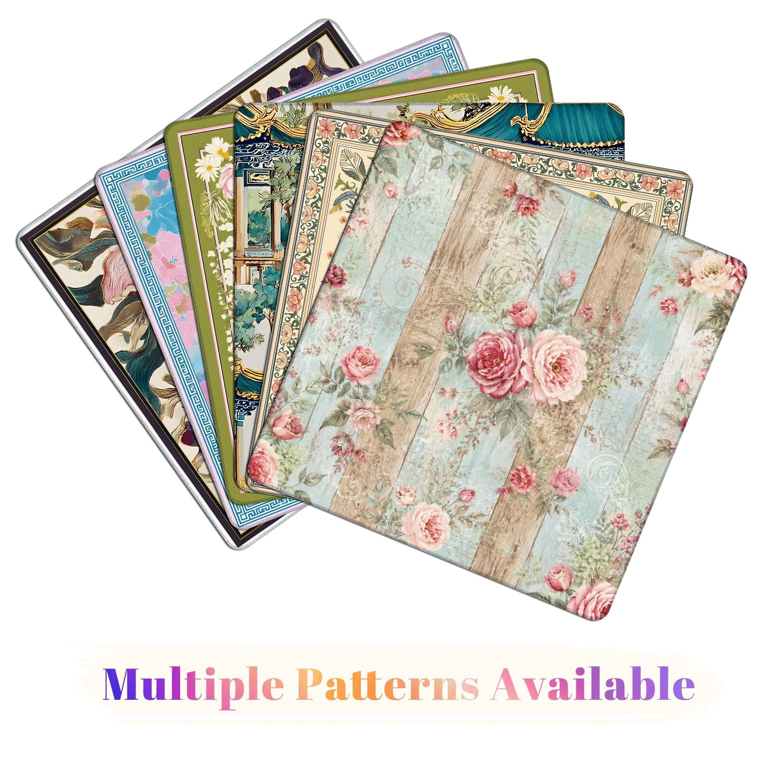 Mahjong Mat 31.5" x 31.5" Vintage Botanical Birds Flowers Green Monochrome Non-Slip Noise Reduction American Mahjong Tiles Table Cover for Dominoes Poker Card Board Games Gift