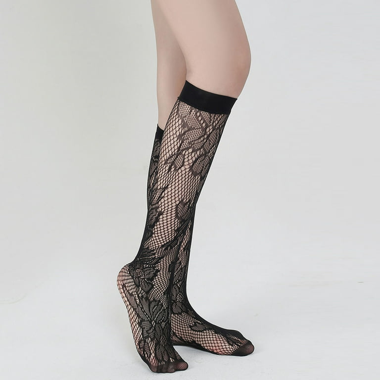 yuehao socks womens black fishnet socks lace hollow out mesh socks e