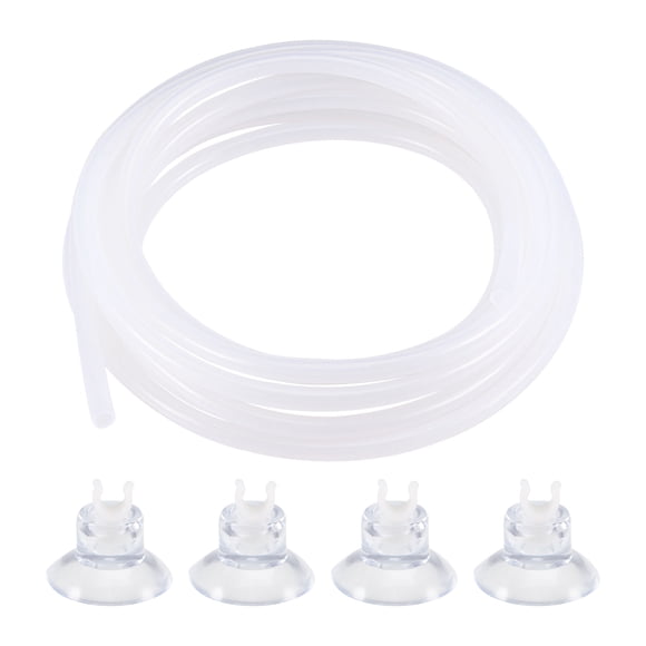 Unique Bargains 4mm ID 6mm OD 5m Silicone Tubing Aquarium Pump Air Water Hose Rubber Tube with Suction Cups