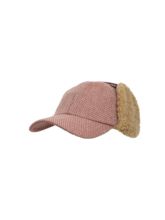 Winter Tweed Baseball Cap Earflap Visor Knit Hunting Hat CTT1490 (Red)