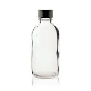 4 oz CLEAR Boston Round Glass Bottle - w/ Poly Seal Cone Cap - pack of 8