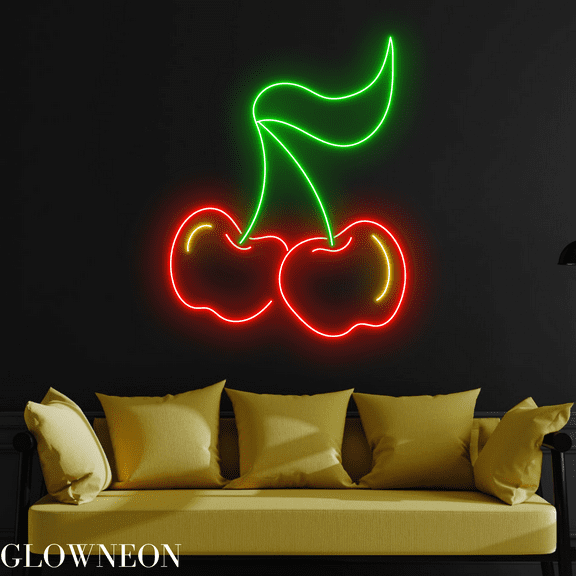 Glowneon Cherries Neon Sign, Cherry Led Sign, Cherry Fruit Shop Decor