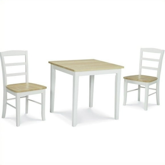 International Concepts 3 Piece Square Dining Set in White and Natural