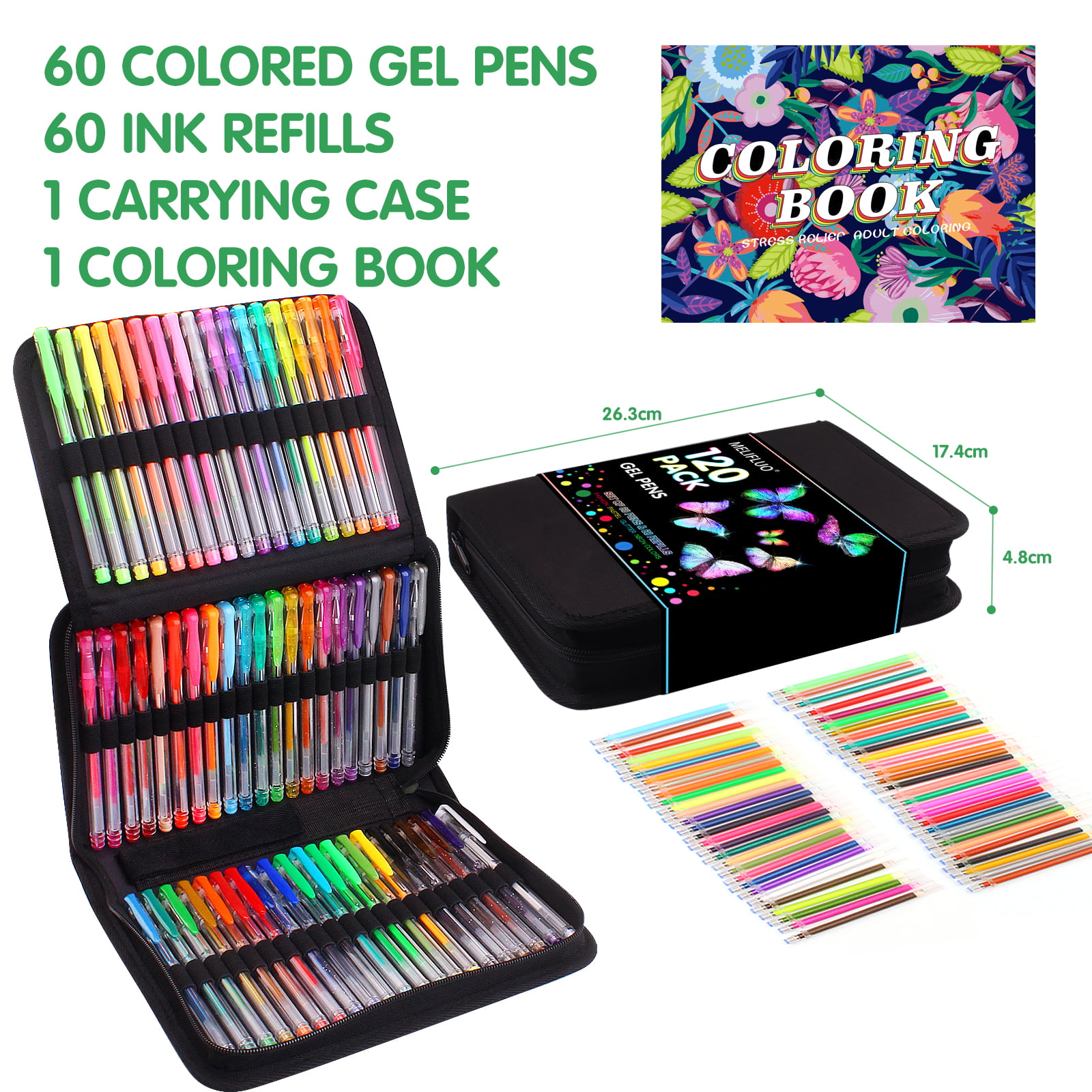 GOTIDEAL Gel Pens Set for Adult Coloring Books, 160pcs 80 Gel pens and 80  Refills with Travel Case, Colored Markers Great for Kids Doodling