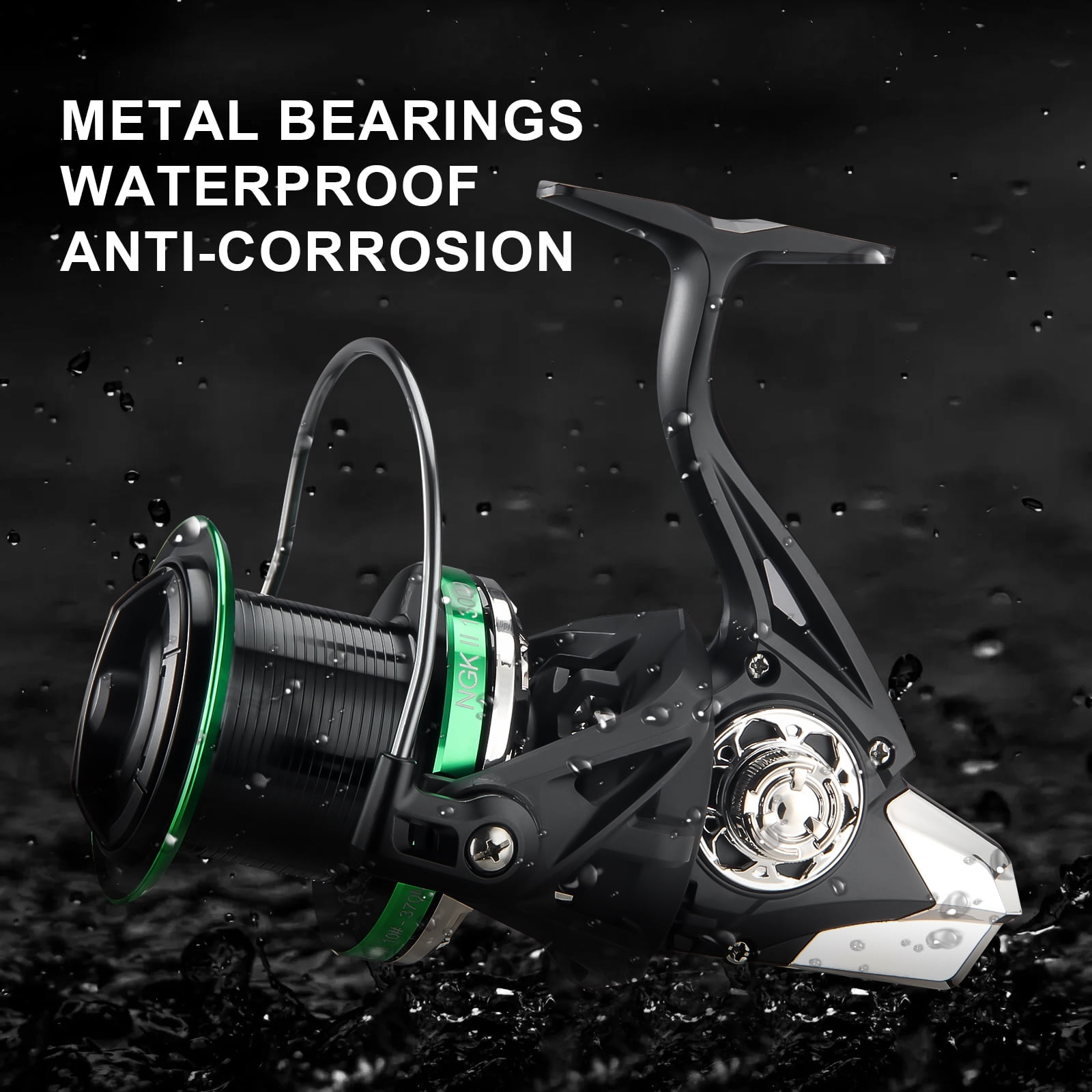HAUT TON NGKII15000 Spinning Reel, 6+1BB Metal Surf Fishing Reels, 4.8:1 Gear Ratio 55lbs Drag Heavy Long Casting Inshore Saltwater Monster Fish