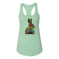 thumbnail image 2 of Wild Bobby, Colorful Rainbow Rabbit Animal Lover Ladies Racerback Tank Top, Mint, Small, 2 of 3