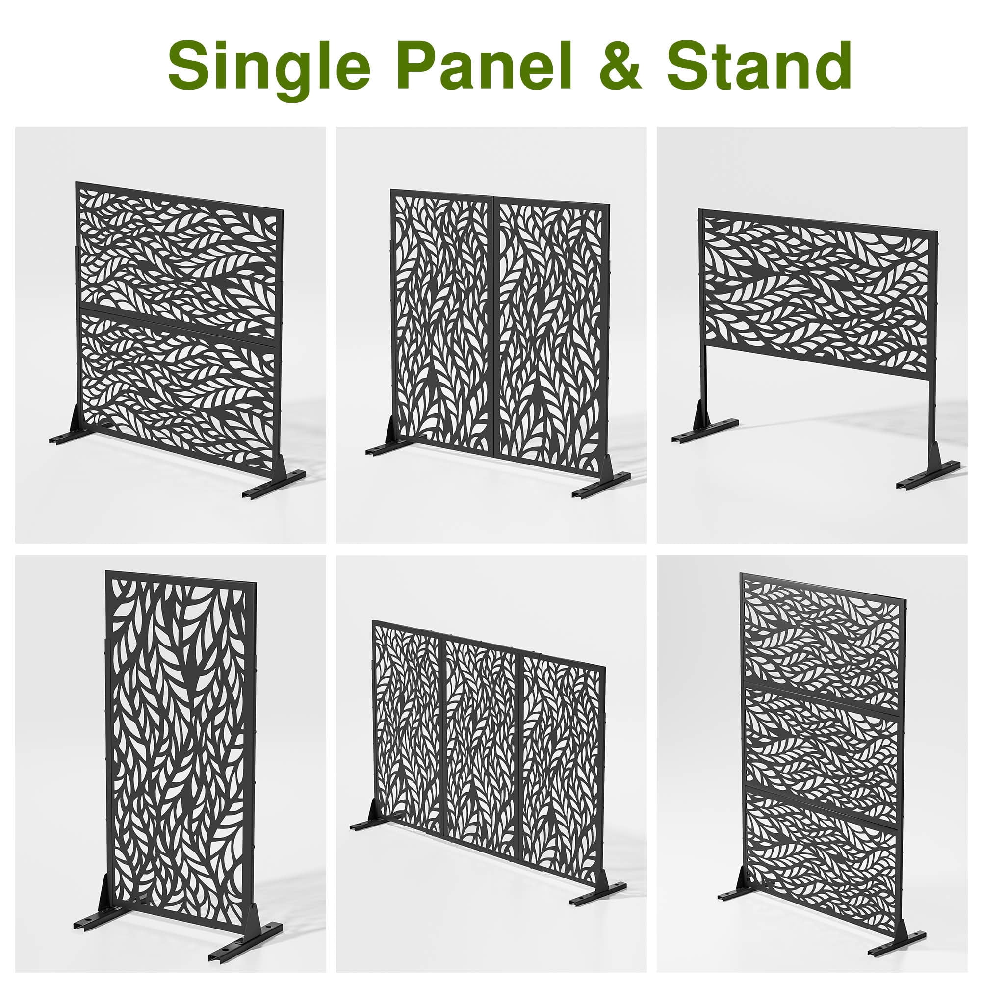 MAYEERTY 72x47x16 Inch White Spring Leaf Galvanized Steel Privacy Screen, 3 Piece Set for Outdoor Patio