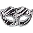 thumbnail image 2 of Forum Novelties Deluxe Black White Zebra Rhinestone Gem Venetian Eye Mask, 2 of 2