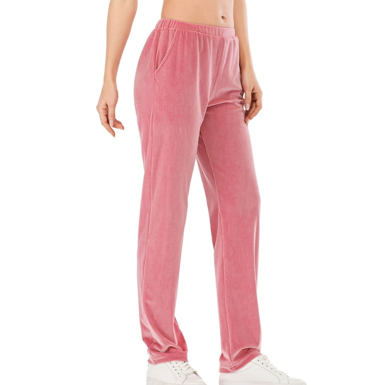 SAYFUT Women's Velour Track Pant Open Leg Pajama Pant Super Soft