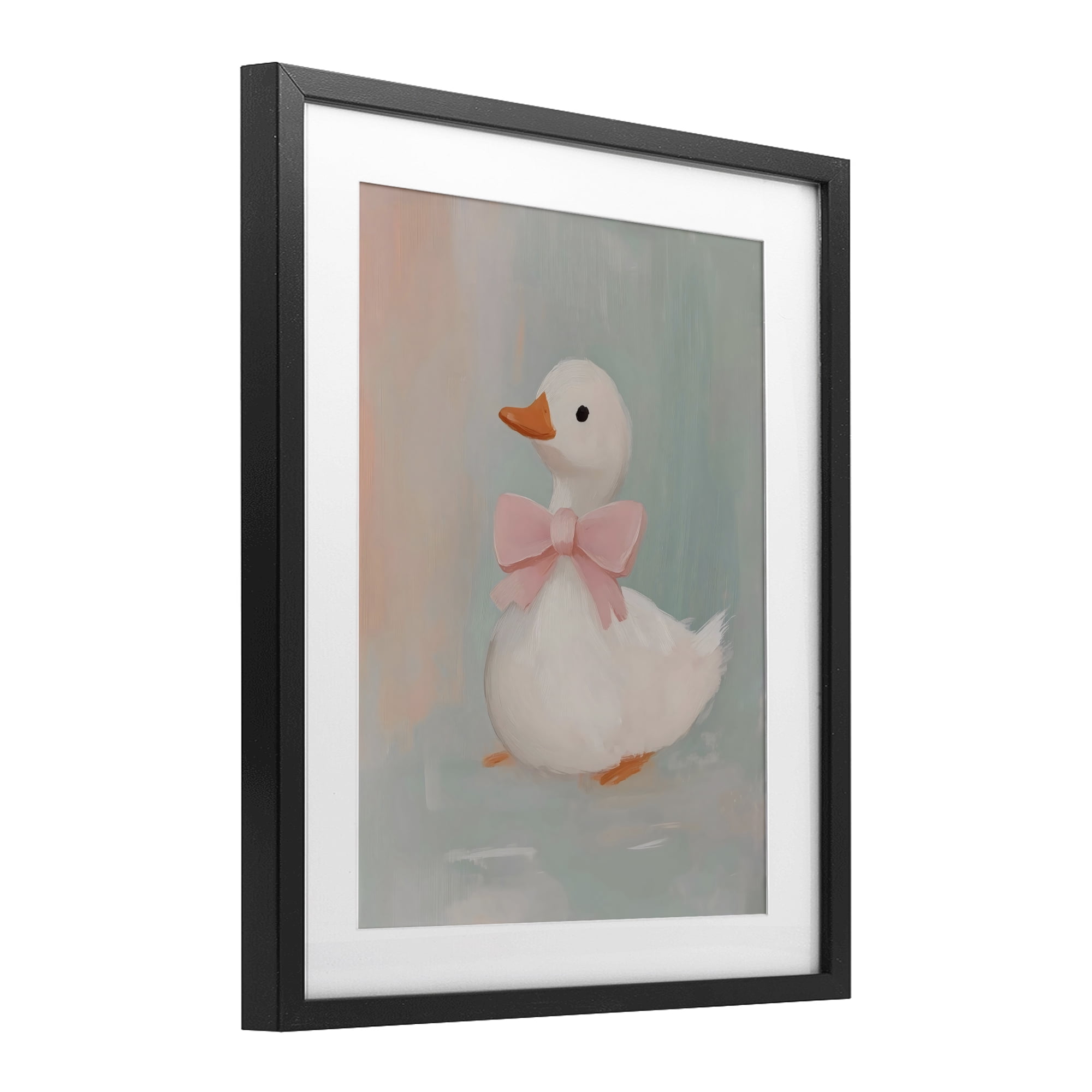Stupell Industries Duckling Portrait with Bow Black Framed Print Under Glass, design by The Prints Vibe