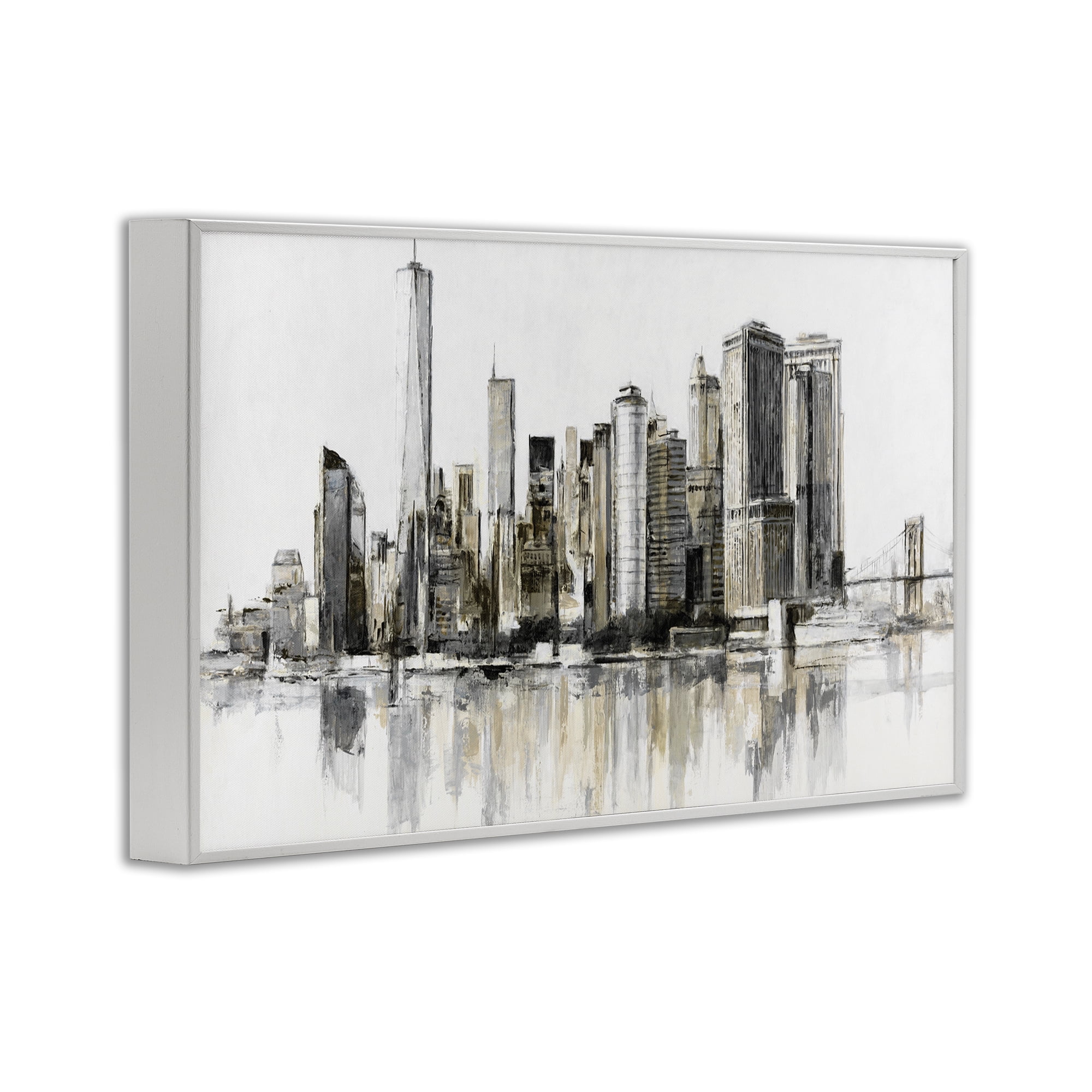 Stupell Industries Urban Skyline Reflection White Framed Giclee Art, design by Lorenzo Collective