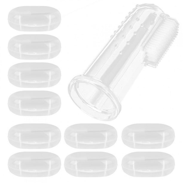 10 piezas de cepillos de dientes de silicona para bebés, cepillos de dientes suaves para bebés recién nacidos, carcasa transparente