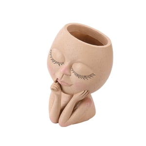 Planter Face Planter Pots Tête Planter Visage Fleur Pot Head Planter pour les plantes d'extérieur intérieur avec trou de drainage yeux fermés