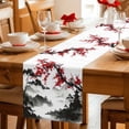 thumbnail image 5 of Table Runner - 60 Inch Long, Chinese Mountain Kitchen Dining Table Runner Dresser Scarves, Landscape Painting Red Plum Flowers Farmhouse Decor for Coffee Tables Wedding Party Banquet, 5 of 8