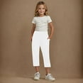 thumbnail image 2 of ZQUUVOU Girls Solid Athletic Leggings Cropped Stretchy 7/8 Length Yoga Pants with Pockets Casual Sports Play White, 2 of 9