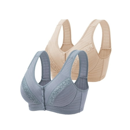 Xmarks Everyday Cotton Snap Bras - Women s Front Easy Close Convenient Snap Sleep Bra Push Up Bra with Padded