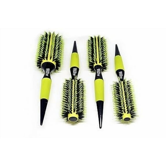 Professional Round styling Hair Brushes boar bristle And Nylon 4Pc Set By Alpha New York