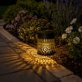 thumbnail image 6 of Metal Solar Powered Wall Light, Hollow Pattern Projection Lamp, Weather Resistant LED Hanging Light, Classic Outdoor Ornament for Yard, Fence, Patio and Backyard Garden Decoration, B, 6 of 6